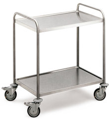 Laboratory shelf trolley, stainless steel 18/10, 2 shelves, 1 unit(s)