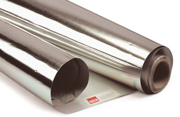 Heat protection foil, self-adhes.,0.05mm, aluminium foil, W 50cm, to +80 °C