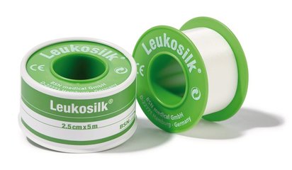 Leukosilk®-adhesive plasters, white acetate silk, 5 m roll, W 2.5 cm, 3 roll(s)