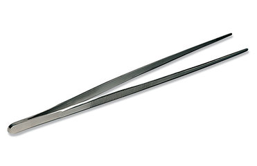 Long forceps, straight, stainl. steel, L 30 cm, with 25 mm corrugated handels