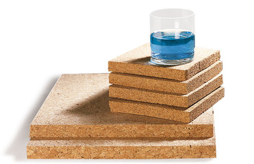 Rotilabo®-compressed cork mats, 2, 30 x 30 cm 4, 15 x 15 cm, 10 mm thick, 1 set