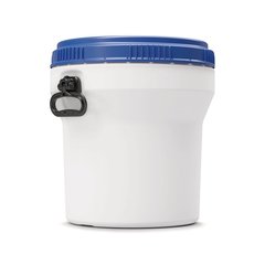 Nestable barrel, 30 l, White with a blue screw cap, 1 unit(s)