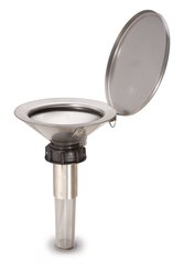 Safety funnel made of stainless steel, Slimline, DIN50 thread, with lid,