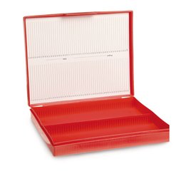 Microscope slide box, 100 slots, red, 1 unit(s)