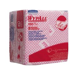 WYPALL® X80 Plus reusable wipes, 1-ply, white/red, pouch, 345 x 335 mm