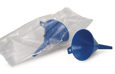 Disposable fluid funnel, PS,, blue, sterile, 10 unit(s)