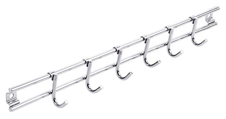 Stainless steel hook strip, with six hooks, 335 x 23 mm, 1 unit(s)