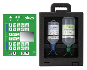 Plum iBox 2 eye wash station, 1x1000ml DUO eye wash sol, 1x500ml pH N