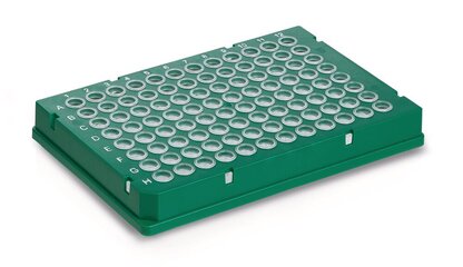 Rigid frame 96 well PCR plate, Low, green, whole frame, 50 unit(s)