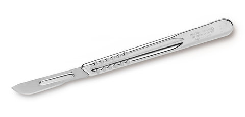Scalpel, for blade types 10 to 16, steel, chrome-plated, incl. blade type 13