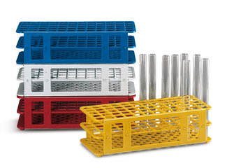 Universal test tube rack, for tubes, Ø 13 mm, PP, white, holes 90 (6 x 15)