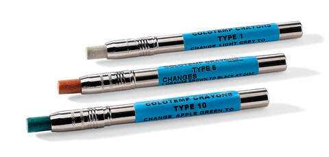 Colour-change crayons - irreversible, for monitoring temperature, 120 °C