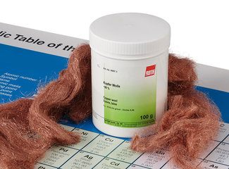 Copper wool, approx. 99 %, 100 g, plastic