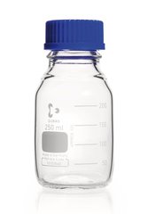 Screw top bottle DURAN® clear glass with pouring ring and PP screw cap, 250 ml