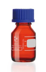 Screw neck bottles, DURAN®, amber, with PP cap, 25 ml, 10 unit(s)