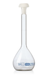 Volumetric flask, cl. A, USP<31>, DURAN®, Clear glass, standard taper NS 19/26