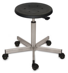 Swivel stool, stainless steel, black, castors, seat height 500-690, 1 unit(s)