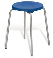 Stackable stool, stainless steel, seat blue, height 580 mm, 1 unit(s)