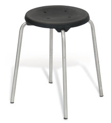 Stackable stool, stainless steel, seat black, height 500 mm, 1 unit(s)