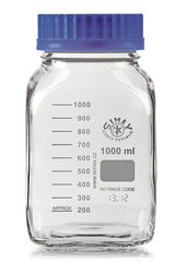 Rotilabo®-square lab. bottles, clear gl., 500 ml, borosilicate glass, GL80