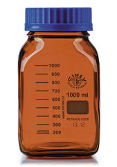 Rotilabo®-square lab. bottles, brown gl., 1000 ml, borosilicate glass, GL80
