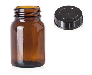 Wide mouth jars with screw cap, brown glass, 50 ml, 85 unit(s)