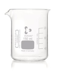 Glass beakers, low form, DURAN®, with graduation and spout, 150 ml, 10 unit(s)