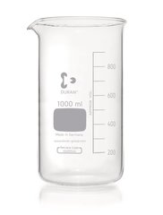 Glass beaker, high form, DURAN®, with graduation and spout, 1000 ml, 1 unit(s)