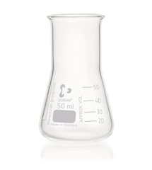 Wide neck Erlenmeyer flasks, DURAN®, scale, 50 ml, DIN 24450, 10 unit(s)