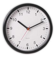 Quartz wall clock, black, Ø 245 mm, D 40 mm, 1 unit(s)
