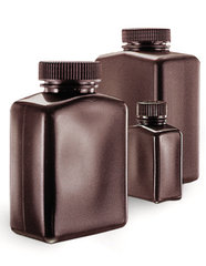 Wide neck-rectangular bottles, HDPE, amber, 2000 ml, 4 unit(s)