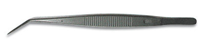Forceps w. PTFE-coating, pointed/curved, stainless steel, black, length 130 mm