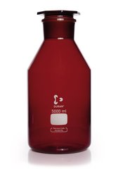 Wide neck storage bottle, glass stopper, DURAN®, amber, 5000 ml, 1 unit(s)