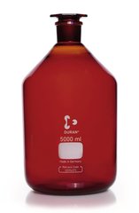 Narrow neck storage bottl., glass stopp., DURAN®, amber glass, 5000 ml
