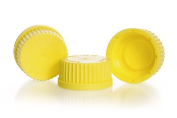 Screw caps, w. lip seal gasket, PP,yellow, thread 45, 10 unit(s)