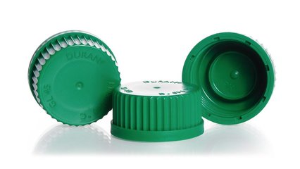 Screw caps, w. lip seal gasket, PP, green, thread 45, 10 unit(s)