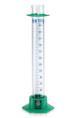 Cl. A measuring cylinders, blue markings, DURAN®, tall, foot of HDPE, 100 ml