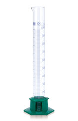 Cl. B measuring cylinders, blue markings, DURAN®, tall, foot of HDPE, 1000 ml
