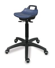 Stools and standing supports, high, Seat PU, blue, rollers, 1 unit(s)