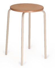 Stackable stool, seat beech natural, frame light grey, H 580 mm, 1 unit(s)