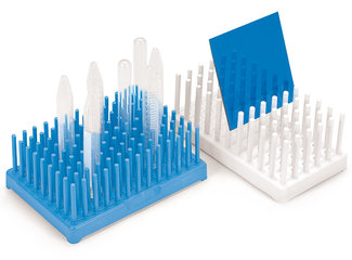 Test tube and draining rack, PP, For 14-17 mm, blue, slots 5x10, 8 pc.