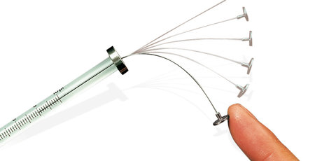 Microlitre syringe with elastic plunger, syringe volume 10 µl, for Rheodyne
