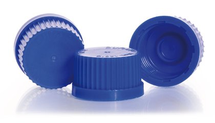 Screw caps, w. lip seal gasket, PP, blue, thread 32, 10 unit(s)