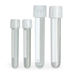 Sterile culture tubes, PS, ungraduated, 14 ml, with screw cap, bulk-packed (bag)