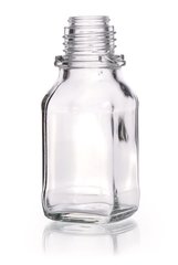 Square narrow-mouth bottles, 100 ml, clear glass, thread 32, high form