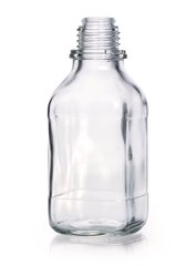 Square narrow-mouth bottles, 250 ml, clear glass, thread 32, high form