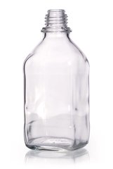 Square narrow-mouth bottles, 500 ml, clear glass, thread 32, high form