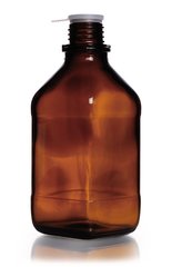 Square narrow-mouth bottles, 500 ml, brown glass, thread 32, high form