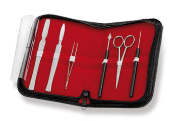 Rotilabo®-dissecting set f. microscopy, small, in zip-up case, 6 parts