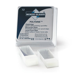 Polysine® slides, soda-lime glass, cut edges 90°, 1 mm th., 72 unit(s)